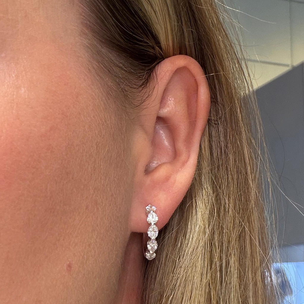 Oval Platinum Lab Grown Diamond Earrings | 1.5 TCW