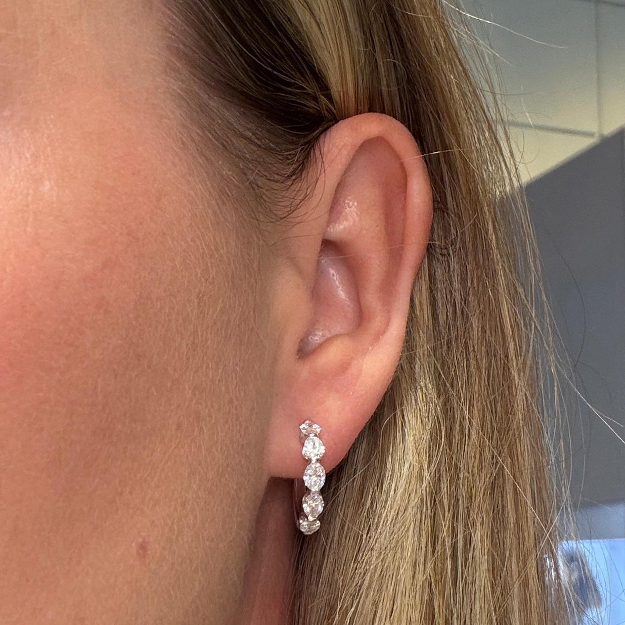 Oval Platinum Lab Grown Diamond Earrings | 1.5 TCW