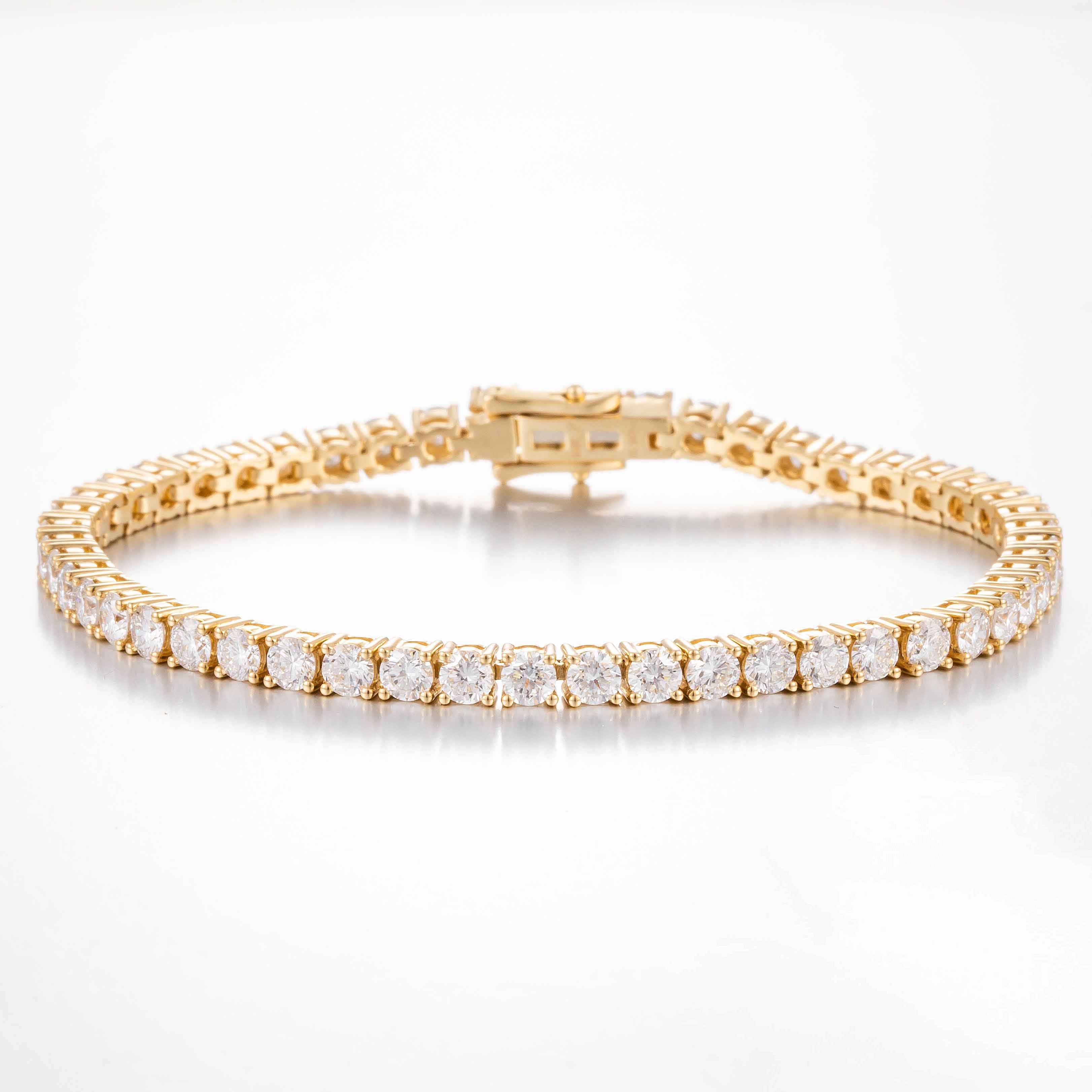 Round Brilliant 6ct Lab Grown Diamond Tennis Bracelet in 18K White Gold, 52 diamonds, DEF VS1+, IGI certified