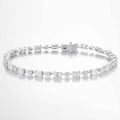 Round & Emerald Cut 4ct Lab Grown Diamond Tennis Bracelet in 14K White Gold, 38 diamonds, DEF VS1+, IGI certified
