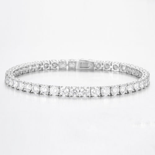 Round Brilliant 8.5ct Lab Grown Diamond Tennis Bracelet in 14K White Gold, 44 diamonds, 3.6mm width, DEF VS1+, IGI certified