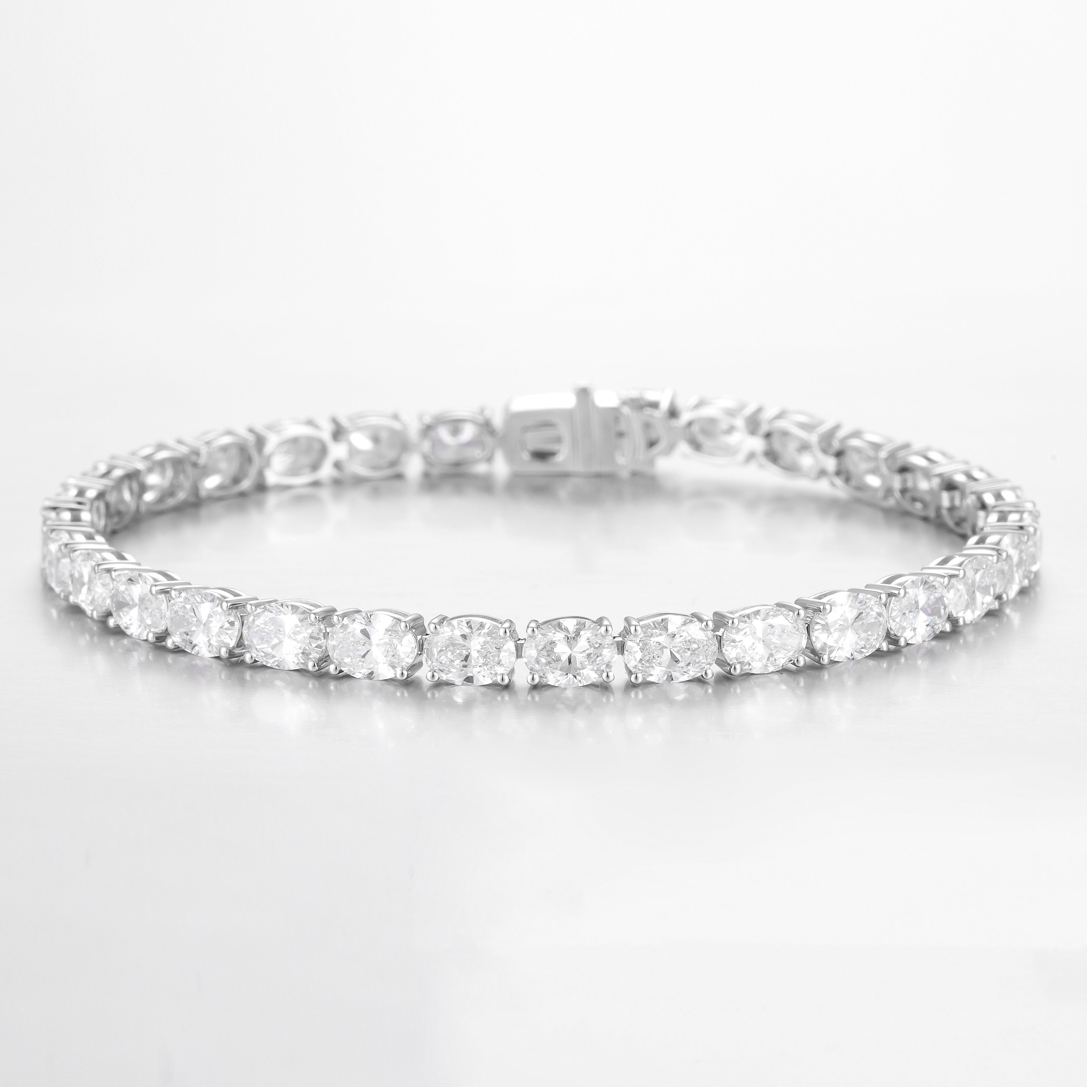 Oval East West Platinum Lab Grown Diamond Tennis Bracelet | 10 TCW