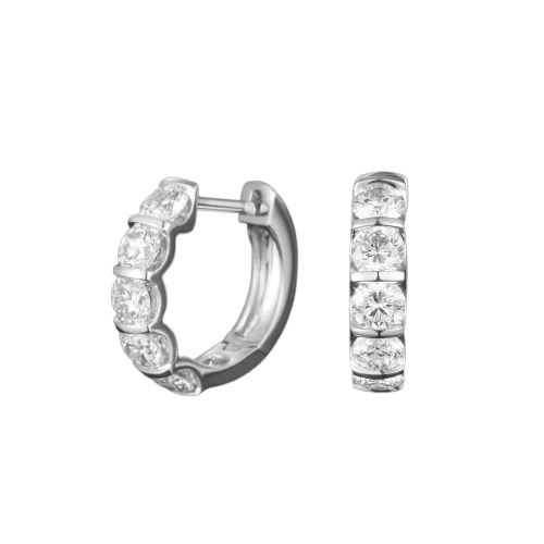 18K White Gold Lab Grown Diamond Mini Hoop Earrings | 1 TCW