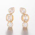 Pear, Emerald & Round Cut 1ct Lab Grown Diamond Earrings in 14K Yellow Gold, 6 diamonds, DEF VS1+, IGI certified