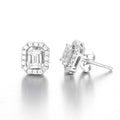 Emerald Cut 0.8ct Lab Grown Diamond Stud Earrings in 14K White Gold, DEF VS1+, IGI certified