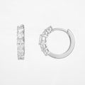 Round & Oval 0.7ct Lab Grown Diamond Mini Hoop Earrings in 14K White Gold, 10 diamonds, DEF VS1+, IGI certified