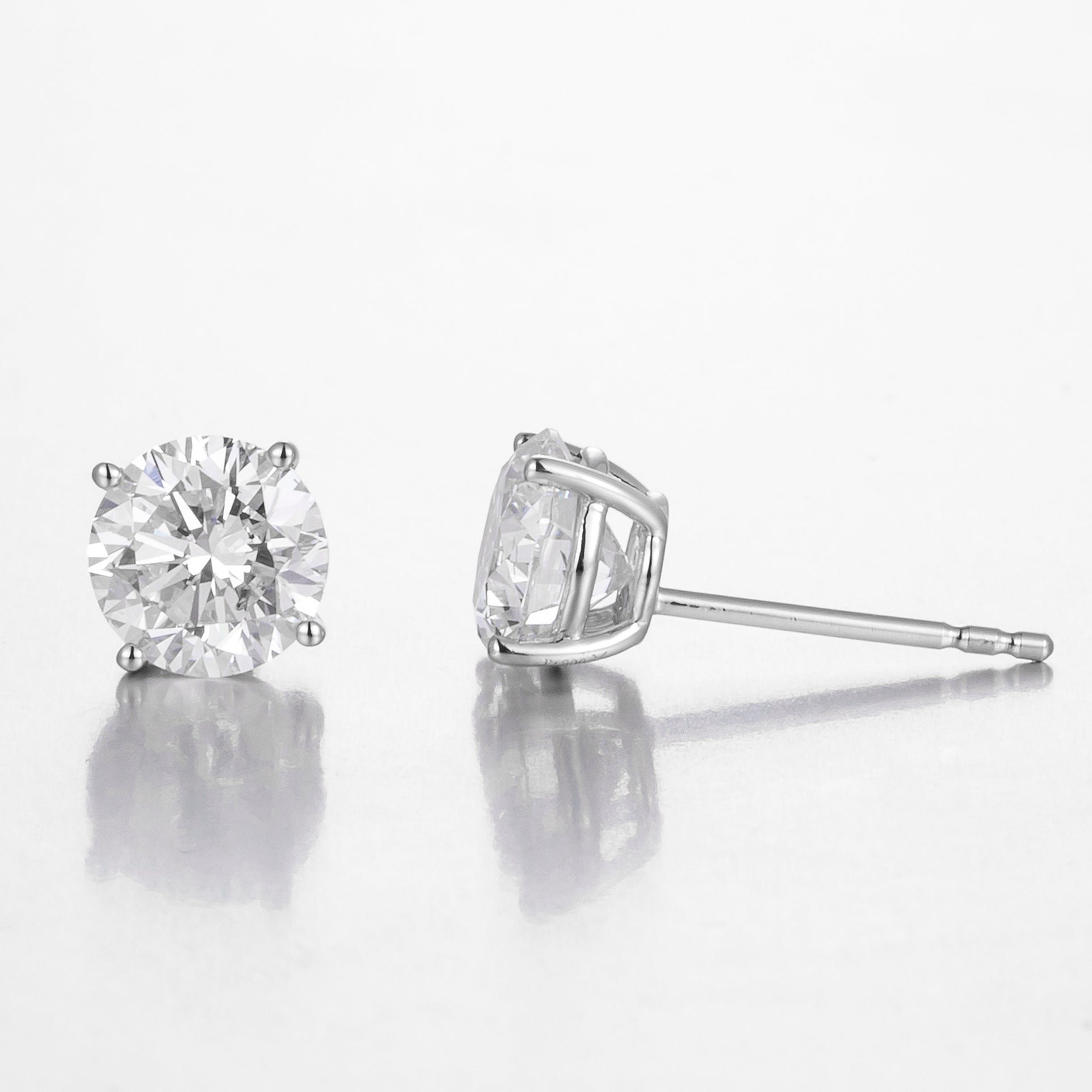 Round Platinum Lab Grown Diamond Studs | 2 TCW