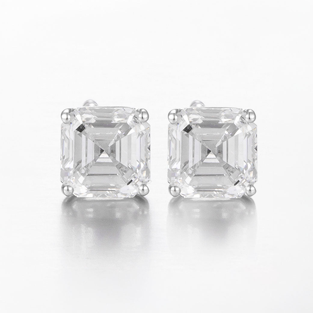 Asscher Platinum Lab Grown Diamond Studs | 1.5 TCW