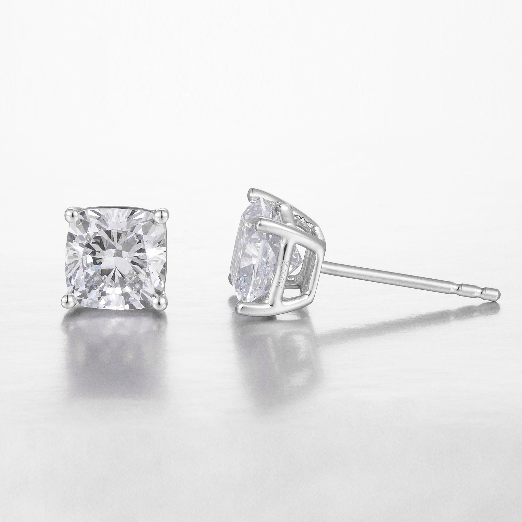Cushion Platinum Lab Grown Diamond Studs | 2 TCW