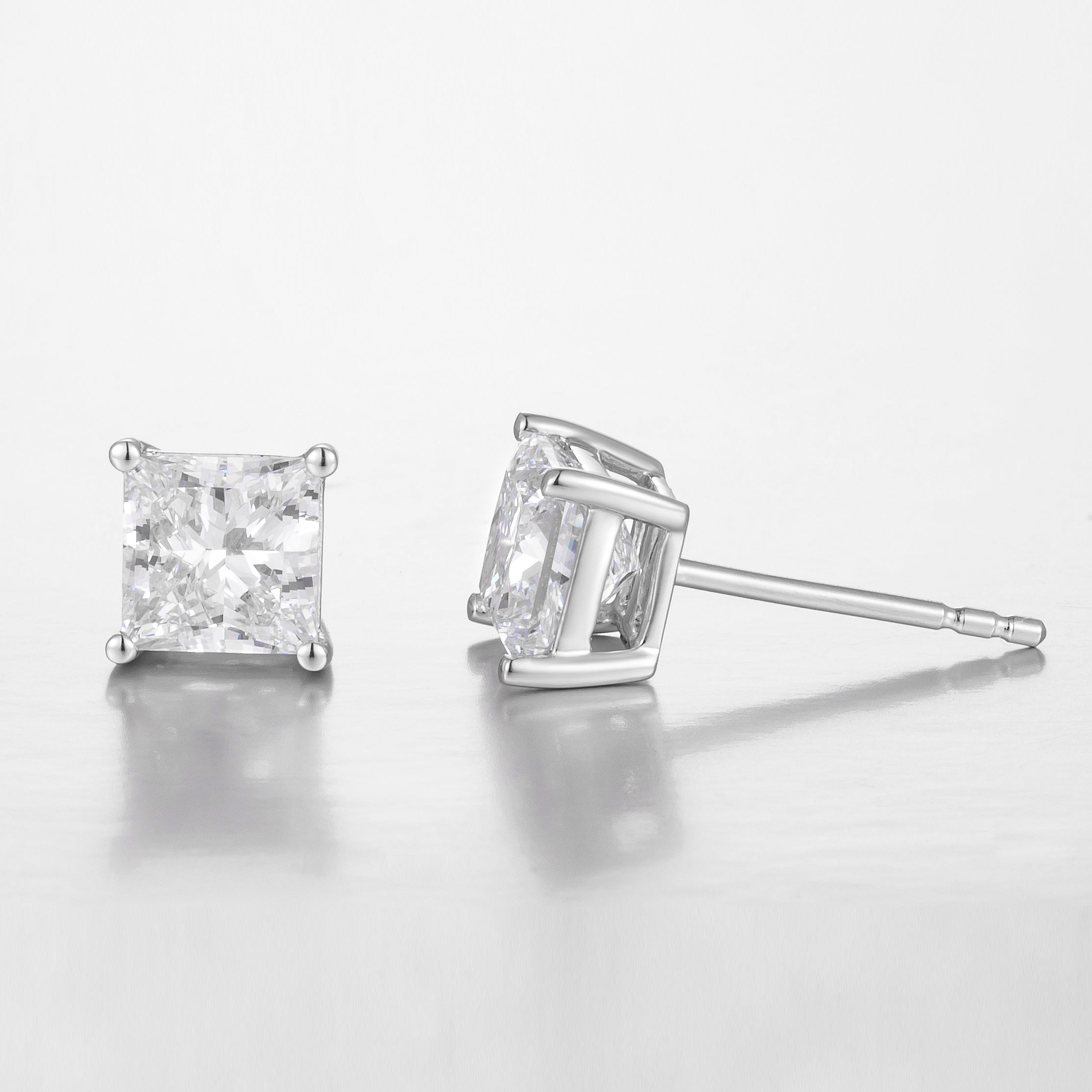 Princess Platinum Lab Grown Diamond Studs | 2 TCW