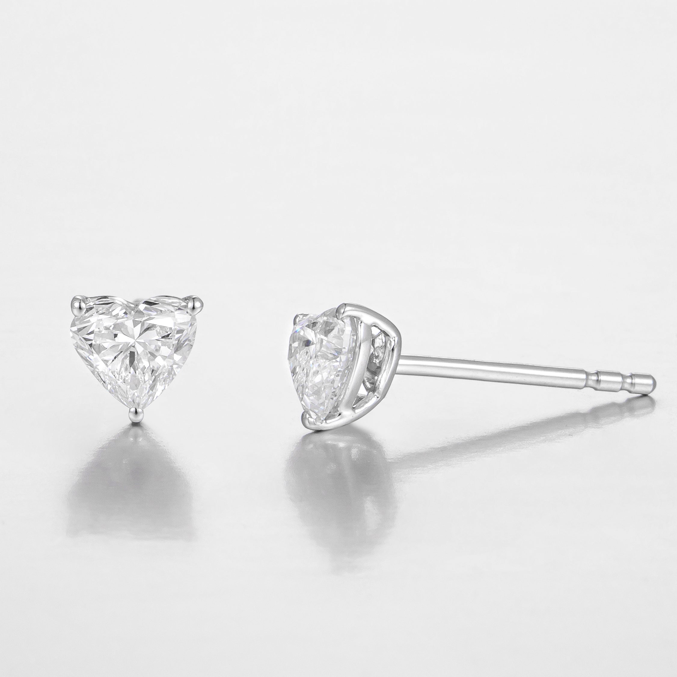Heart Platinum Lab Grown Diamond Studs | 0.7 TCW