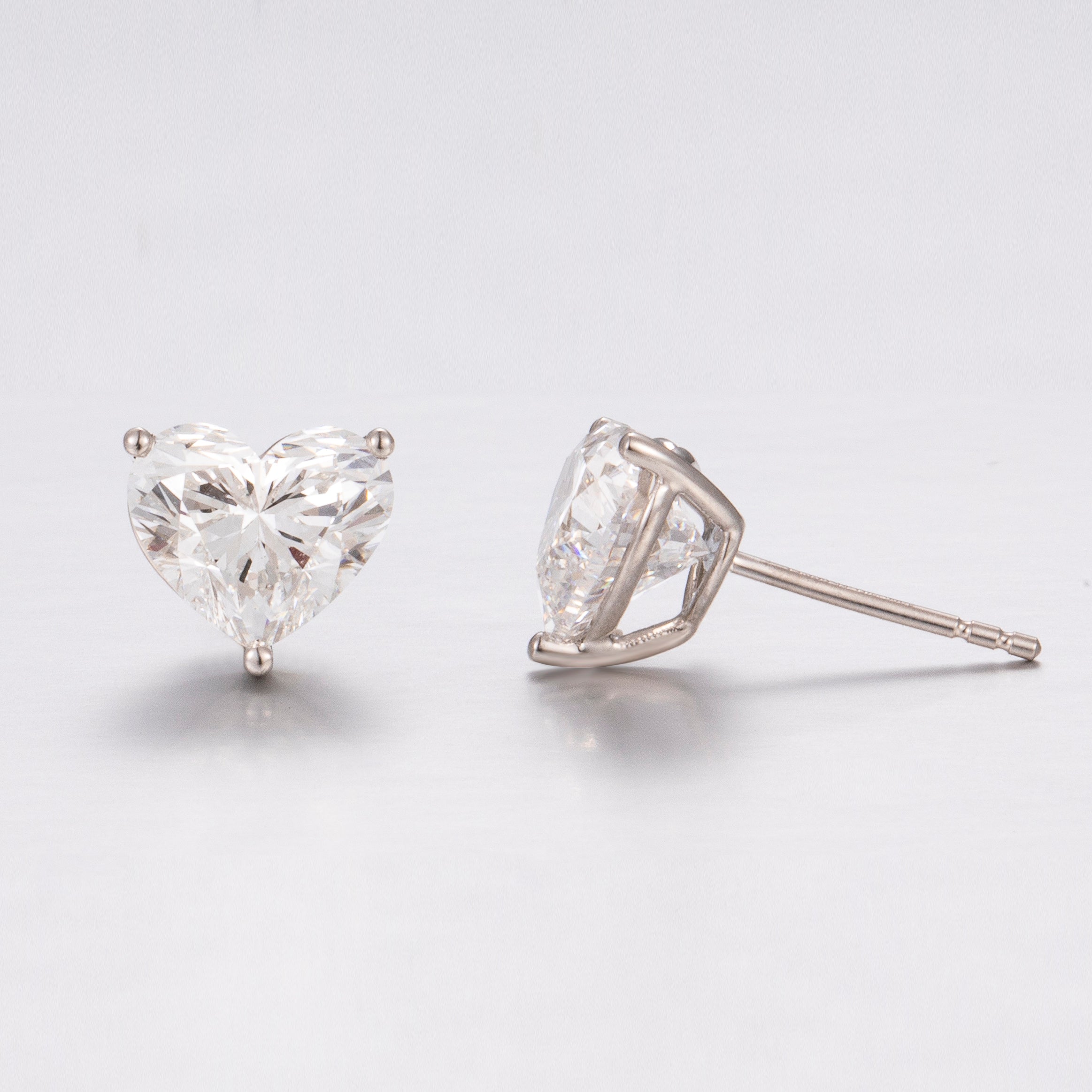Heart Platinum Lab Grown Diamond Studs | 2 TCW