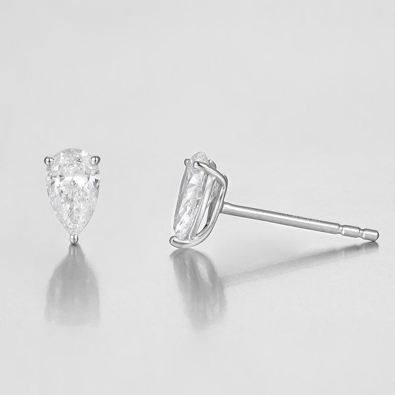 Pear 0.7ct Lab Grown Diamond Stud Earrings in Platinum, DEF VS1+, IGI certified