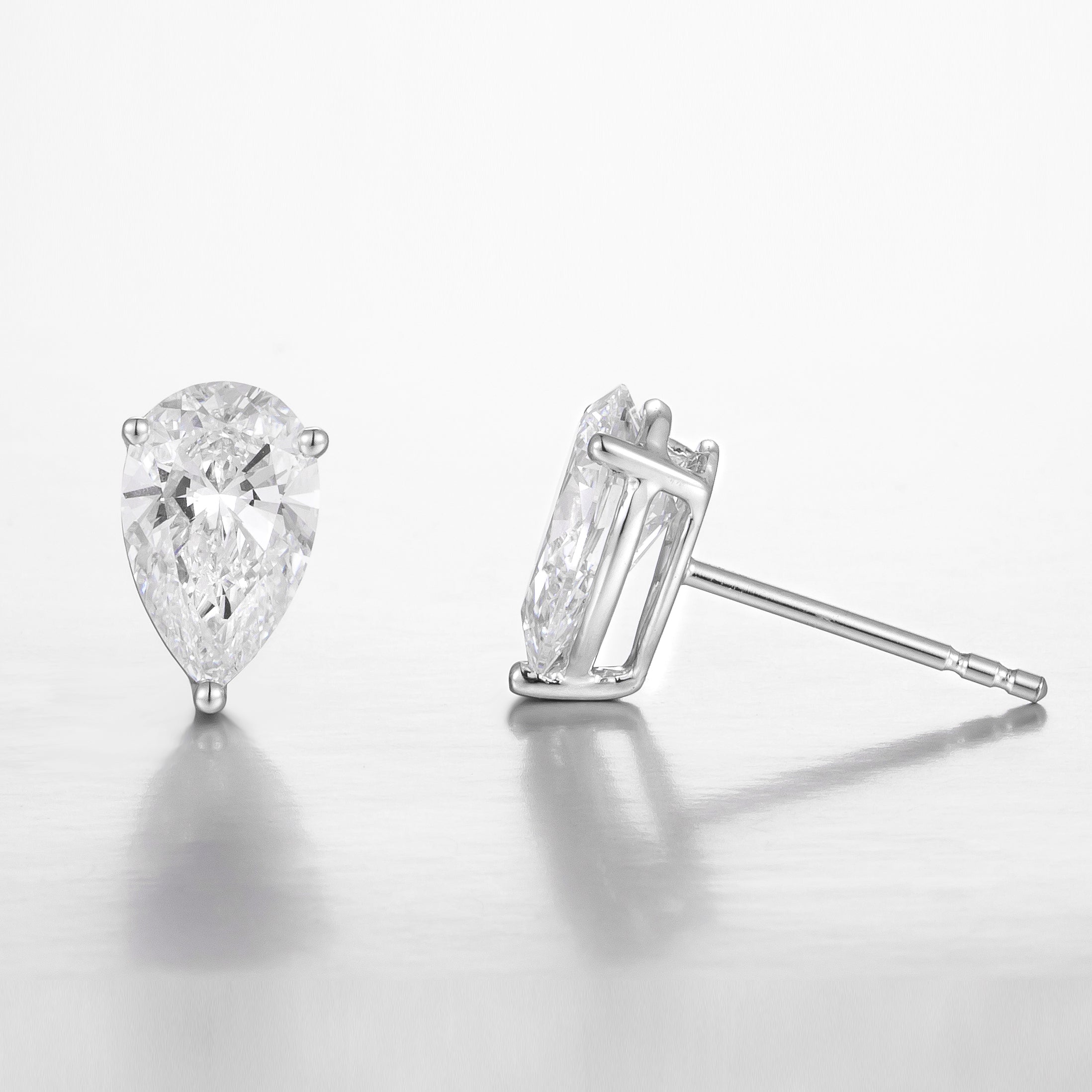 Pear White Gold Lab Grown Diamond Studs | 2 TCW