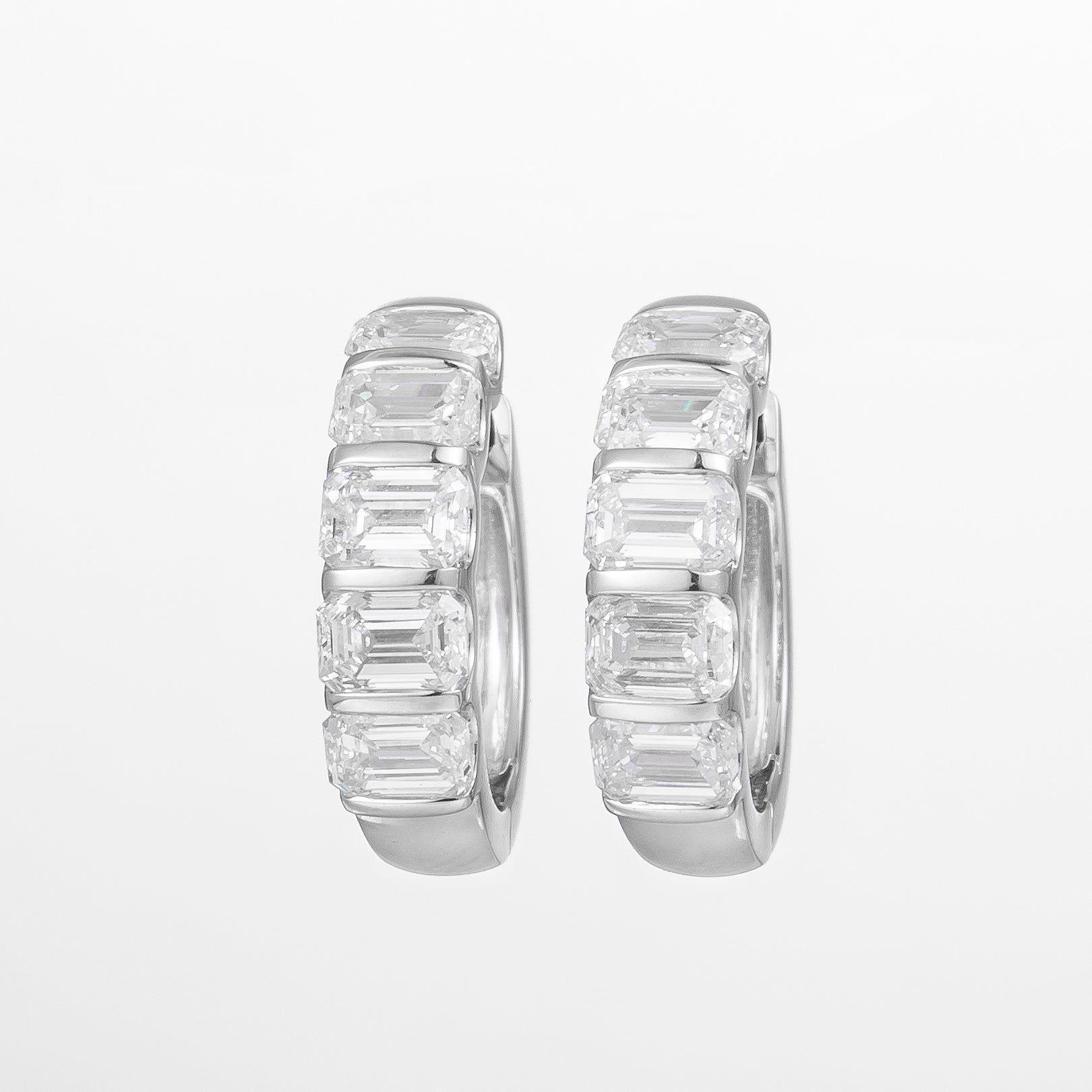 Emerald Cut 1.5ct Lab Grown Diamond Earrings in Platinum, 10 diamonds, DEF VS1+, IGI certified