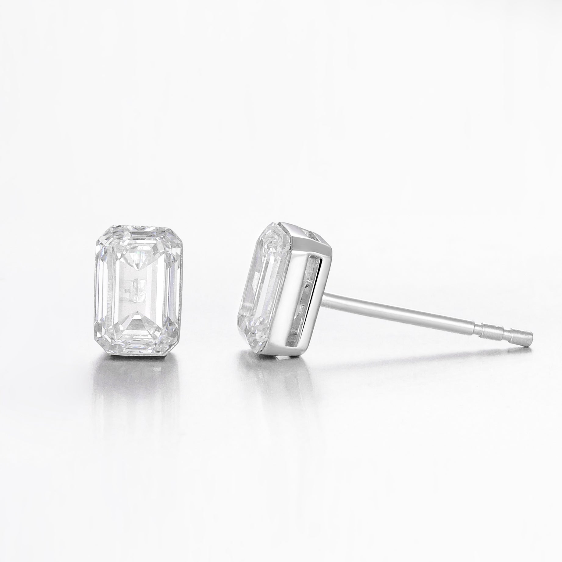 Emerald Cut 1.5ct Lab Grown Diamond Stud Earrings in Platinum, DEF VS1+, IGI certified