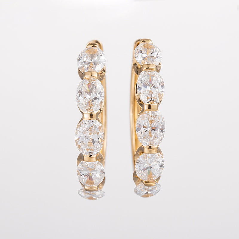 Oval 14K Yellow Gold Lab Grown Diamond Earrings | 1.5 TCW
