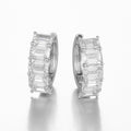 Emerald Cut 2.5ct Lab Grown Diamond Earrings in 14K White Gold, 10 diamonds, DEF VS1+, IGI certified