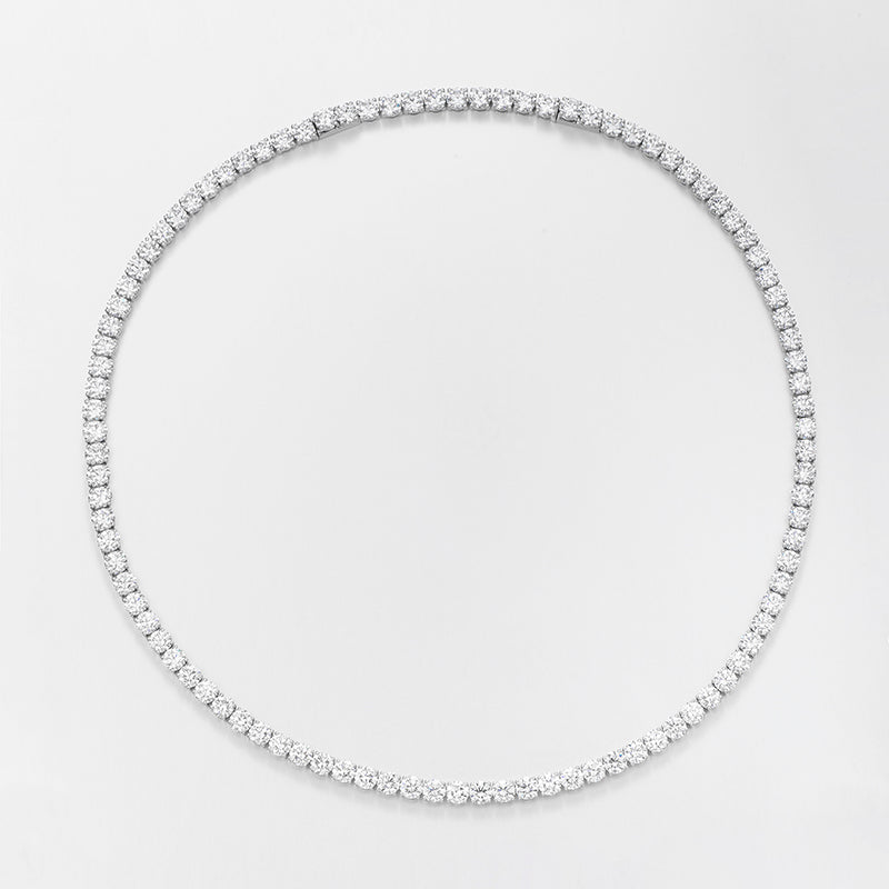 Round Brilliant 36ct Lab Grown Diamond Tennis Necklace in Platinum, 99 diamonds, 4.5mm width, DEF VS1+, IGI certified