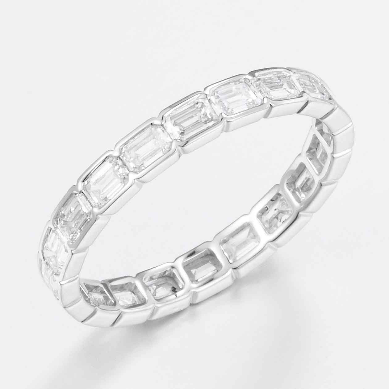 Emerald Cut 1.5ct Lab Grown Diamond Eternity Band in 14K White Gold, 20 diamonds, DEF VS1+, IGI certified
