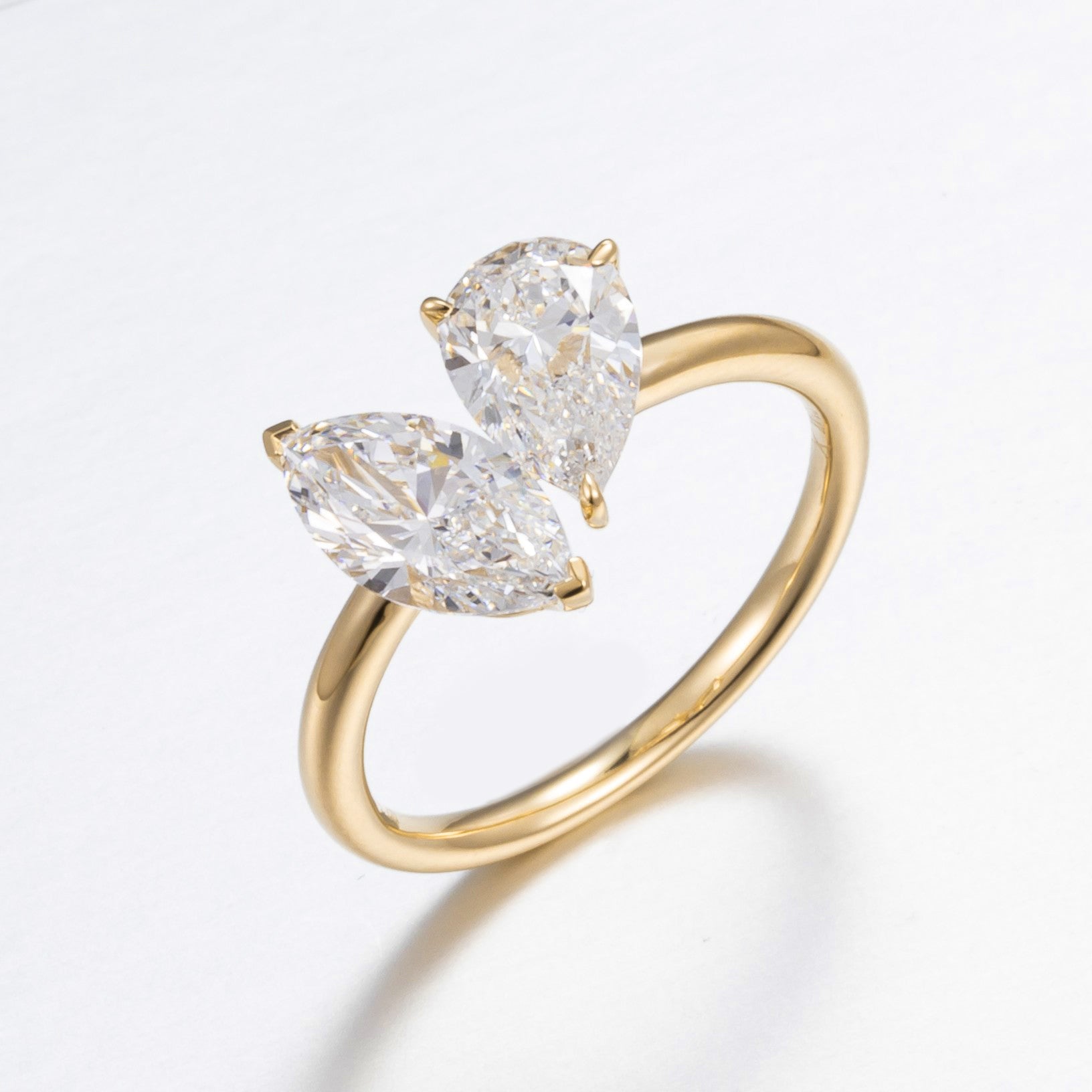 Pear & Marquise 14K Yellow Gold Lab Grown Diamond Toi et Moi Ring | 2 TCW