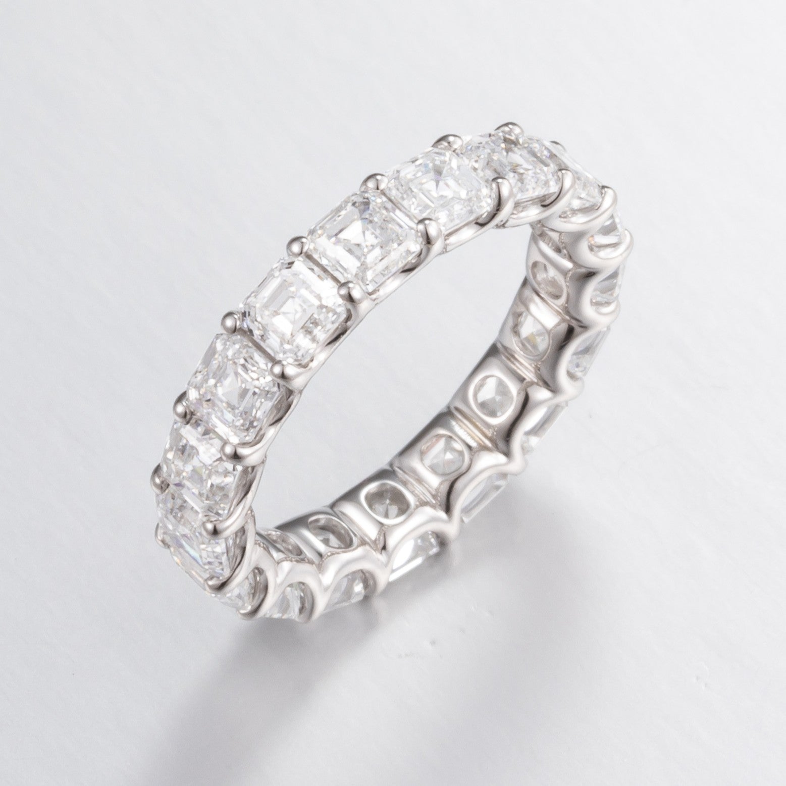 Asscher Platinum Lab Grown Diamond Eternity Band | 5.5 TCW