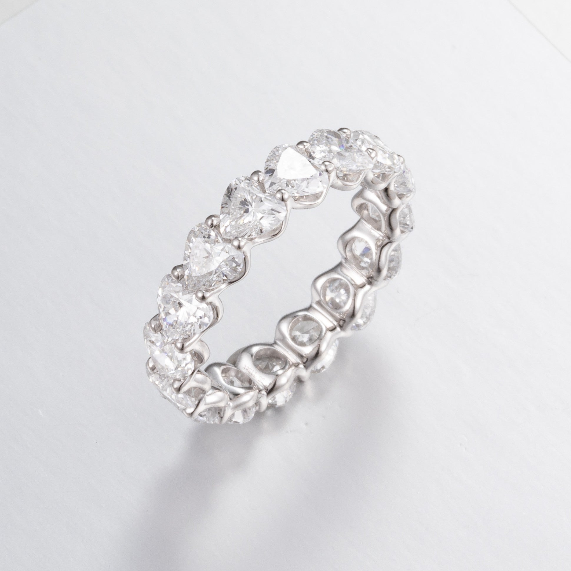 Heart 5ct Lab Grown Diamond Eternity Band in Platinum, 17 diamonds, DEF VS1+, IGI certified